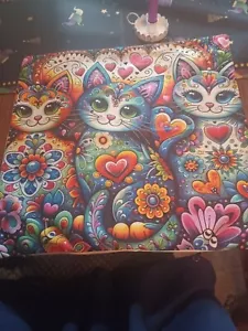 COLORFUL KITTY CAT PILLOW COVER 18 X 18 VERY SOFT - Picture 1 of 1