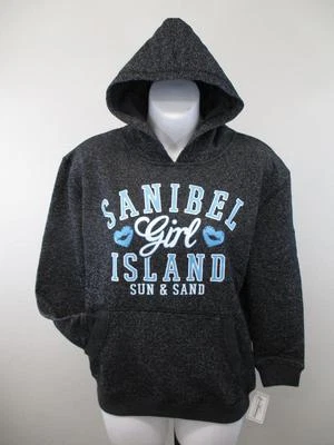 NEW Sanibel Island Girl FL Florida Youth Girls Sizes M-L Black & Silver Hoodie - Image 1 of 4