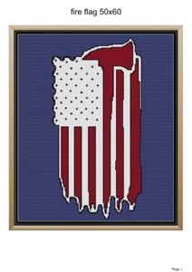 Fireman flag blanket pattern,50x60", written and graph pattern included - Picture 1 of 1