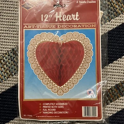 VALENTINES DAY Vintage Inspired  Honeycomb Heart Decoration Vintage Beistle 1989 - Image 1 of 3