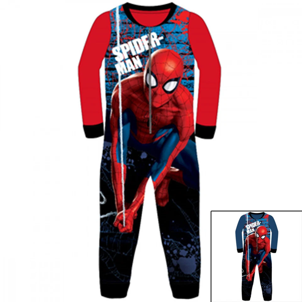 Kinder Schlafanzug Jumpsuit Overall-Pyjama **Spiderman*Polar-Fleece Gr.98 - 128