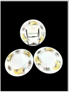 Cornucopia VINTAGE Thanksgiving Fall Harvest Set  3 Clear Glass Dessert Plates - Picture 1 of 9