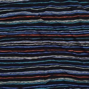 Vintage 90s Missbrenner Rayon Fabric 55x2yd Black Rainbow Wavy Stripes - Picture 1 of 10