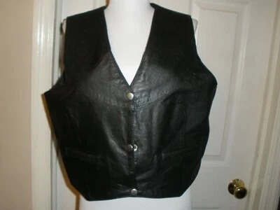全新 Hot Leathers ~ 女式摩托车背心 ~ 黑色 XL 卡扣正面带标签 — 第 1/4 张图片