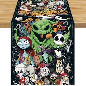 Linen Nightmare Before Christmas Halloween Table Runner Jack Skellington Jack... - Picture 1 of 7