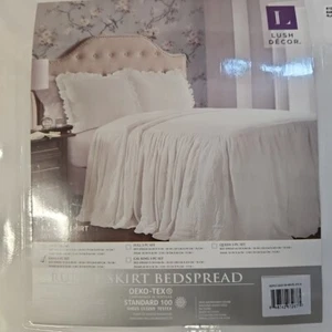 NEW King 3pc Ruffle Skirt Bedspread Set White - Lush Décor - Picture 1 of 6