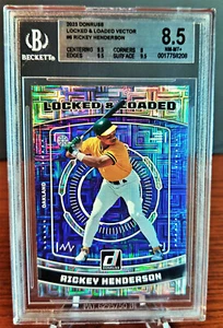 RICKEY HENDERSON 2023 DONRUSS LOCKED & LOADED VECTOR #6 (BGS GRADED 8.5) MLB HOF - Picture 1 of 2