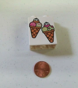 Lego Duplo ICE CREAM TREATS CONES Food for Truck Specialty PRINTED BLOCK Piece - Picture 1 of 3