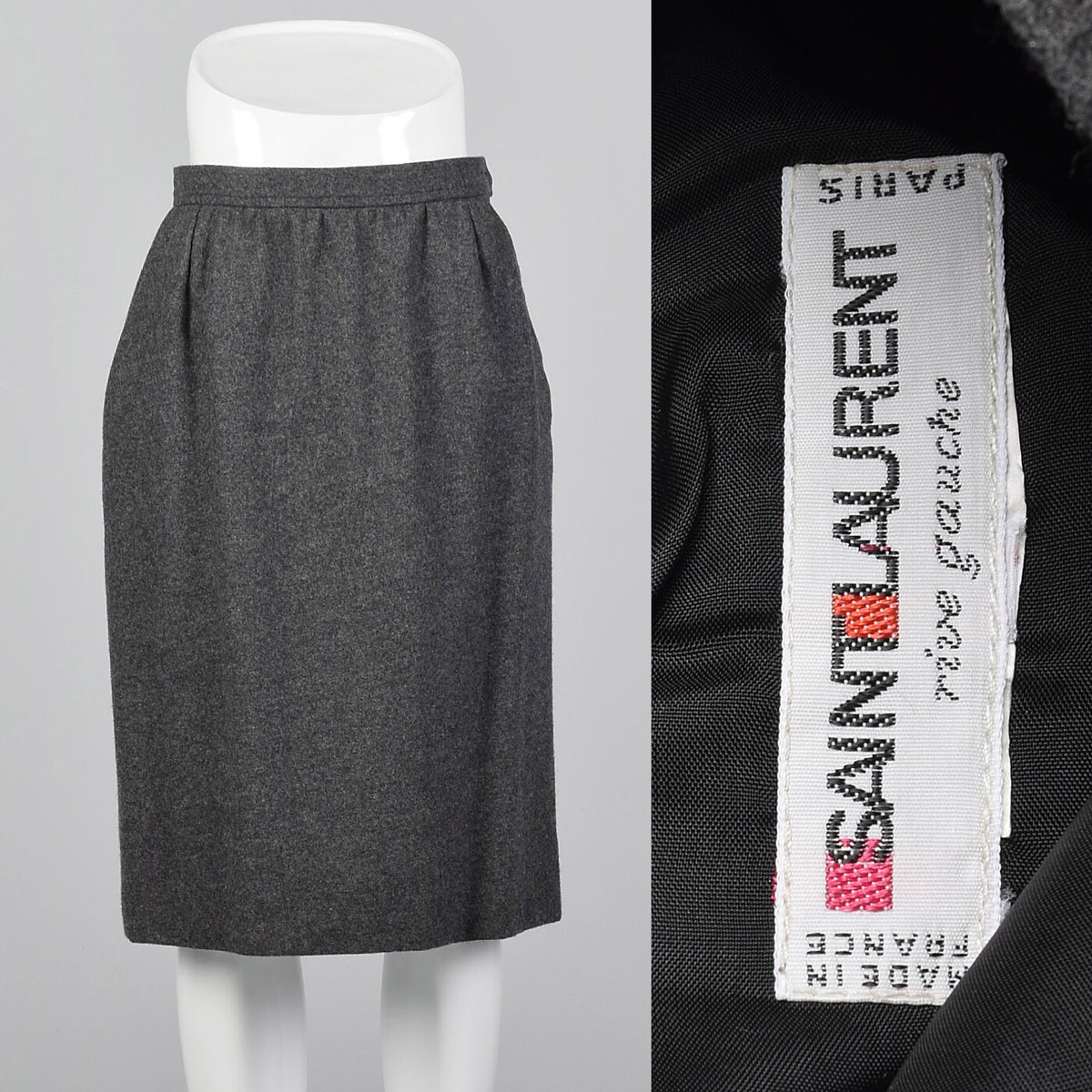 vintage　Saint Laurent　ウールスリットスカート レトロ 1921026160013.jpg