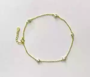 1Ct Round Cut Lab-Created Diamond Women's Anklet Chain 14K Yellow Gold Plated 9" - Picture 1 of 11