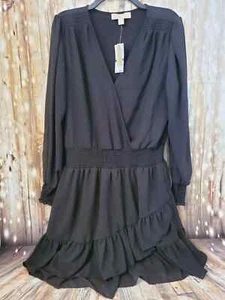 Michael Michael Kors Women’s Ruffled Faux-Wrap Dress Black plus size 0x - Picture 1 of 13