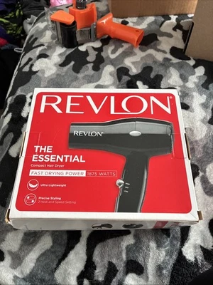 Revlon The Essential Compact Hair Dryer 1875 Watts Fast Drying Power Black (A - Image 1 of 4