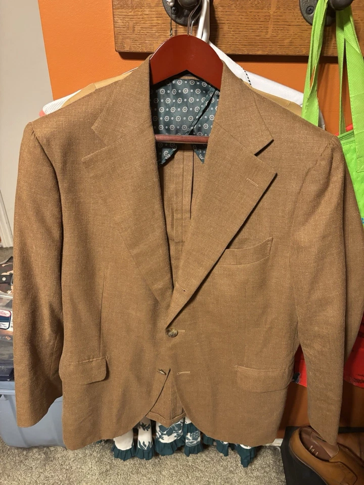 Blazer Abrigo Deportivo Suit Supply Personalizado Lana Seda Lino 46s Marrón Tabaco  Foto 1 de 4