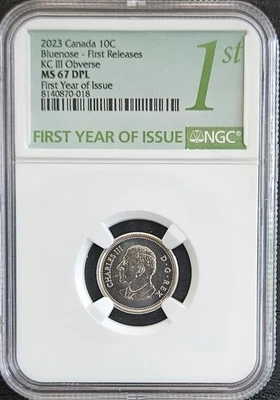 2023 Canada 10 Cent Bluenose King Charles NGC MS 67 DPL - Image 1 of 3