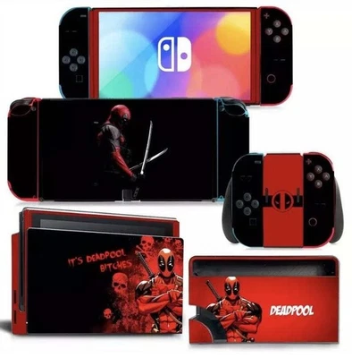Deadpool Nintendo SWITCH OLED Vinyl Skin STICKER Protector Decal Wrap Gift - Image 1 of 4
