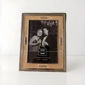 Vintage Prinz Metal Picture Frame Rhinestones Silver Tone Studs Elegant 9x7 - Picture 1 of 6