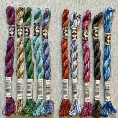 10 DMC Perle Color Variations Size 5 Pearl Cotton Thread No Repeats NOS - Image 1 of 4