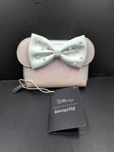 NEW Loungefly Disney Minnie Mouse Pink Pearl Pearlescent Zipper Wallet - Picture 1 of 3