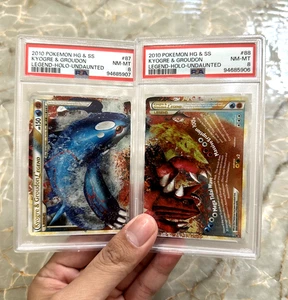 2010 Pokemon HGSS Undaunted Kyogre & Groudon LEGEND SET 87 88 PSA 8 - Picture 1 of 7
