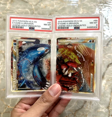 2010 Pokemon HGSS Undaunted Kyogre & Groudon LEGEND SET 87 88 PSA 8 - Image 1 of 4