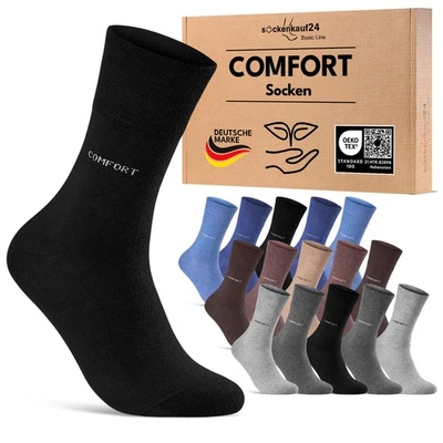 Comfort Diabetiker Socken ohne Gummi Herren Damen Baumwolle ohne Naht 10-30 Paar - Bild 1 von 4