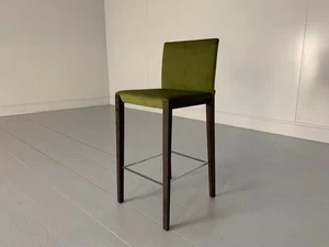 Walter Knoll "Andoo" Bar Stool - In Green Velvet & Walnut - Picture 1 of 11