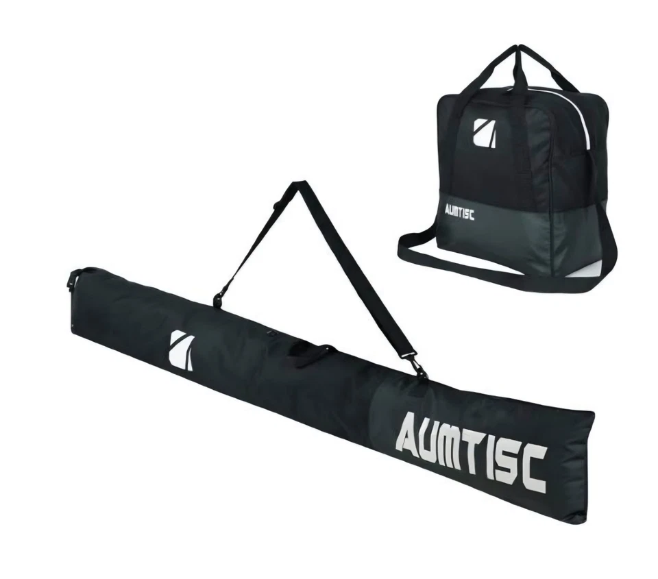 2 PIECE SET! AUMTISC Padded Ski and Boots Bag. Adjustable. Black.