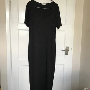 Abito T Shirt Primark Nero a Righe Taglia L 14 16 Manica Corta Girocollo - Foto 1 di 11