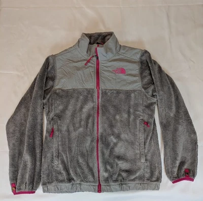 North Face Jacket Youth Girls L (14/16) Fuzzy Gray Fleece Full Zip Soft  - Image 1 of 3