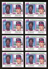 Lot of 8: 1980 Topps NOLAN RYAN / J.R. RICHARD Baseball Cards #206 ~ NM-MT ~