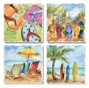 Absorbent Stone Coasters - Beach Trio - Set of 4 - Picture 1 of 1