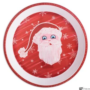 Santa Christmas Holiday Cookie Platter 11.75" Serving Tray, Red Green White - Picture 1 of 1