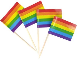 Rainbow Gay Pride Toothpick Flag Mini Small LGBT Cupcake Topper Flags 200pcs - Picture 1 of 6