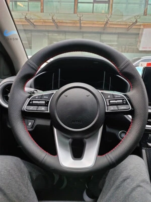 Черный + красный кожаный чехол на руль для Kia Forte s 19 для KIA Optima 18 2019 - Изображение 1 из 4