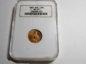 Sweden 1883 Gold 10 Kronor coin NGC MS65 - Picture 1 of 7