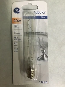 10- New ✿ GE 40W 40 Watt  Clear Tubular T6.5 Light Bulbs E17 base - Picture 1 of 1