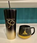 NEW!! 2022 Disney 50th Anniversary Gold/black Starbucks Coffee Mug And Tumbler
