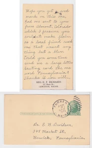 TurtlesTradingPost- Turner, Maine 1941 Hand Cancel on Postal Card - Picture 1 of 3