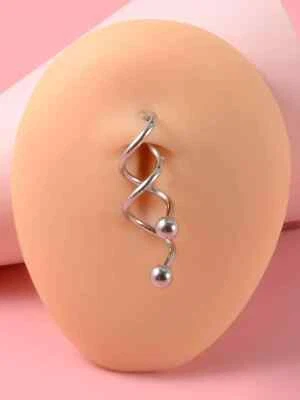 Piercing donna pancia ombelico intrecciato spirale elegante color argento pallin - Immagine 1 di 4