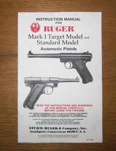 Ruger Mark I 22 Pistol Factory Instruction Manual - Picture 1 of 1