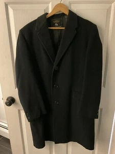 Vintage Hart Schaffer & Marx Silver Trumpeter 100% Cashmere Coat Black 46”  - Picture 1 of 5