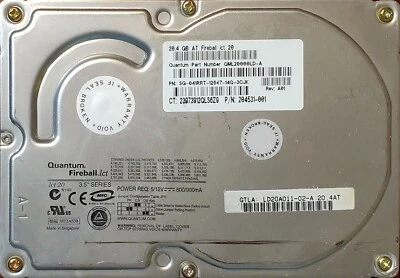 Quantum Fireball lct 20 20GB 3.5-in IDE Hard Drive/HDD, Rev A01, Refurbished - Image 1 of 2