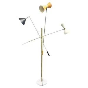 Italian Style Mid-Century Brass Floor Lamp with Directional Different Shades - Picture 1 of 9