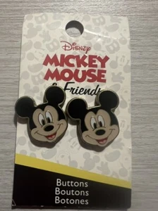 Disney Blumenthal Lansing 1" Multicolor Emaille Mickey Gesicht Schaft Knöpfe 2 Stück - Bild 1 von 2