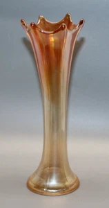 Vintage Amber Glass Ribbed Bud Vase 9" Tall - Picture 1 of 5