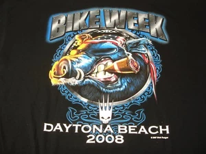 Bike Week Daytona Beach 2008 HOG Cigar Short Sleeve Black T Shirt Size 2XL - Picture 1 of 5