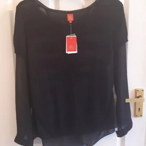 MISS BY CAPTAIN TORTUE TOP / BLOUSE s. 38 ( 10/12) black crochet / chiffon BNTW - Picture 1 of 6