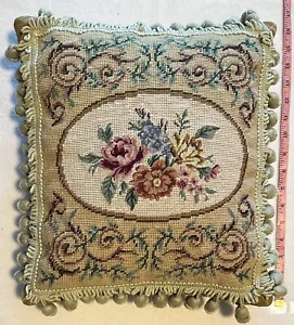Viktorianische Rose Blumenmuster Nadelspitze Kissen mit Quasten schick 16x15"" - Bild 1 von 8