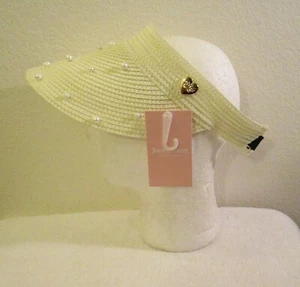 NWT Juicy Couture Womens Straw Sun Visor with Pearl Detail OSFM Natural  - Picture 1 of 2
