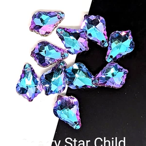 10 x faceted Austrian crystal bead pendant drops mirrored back purple blue T - Picture 1 of 4